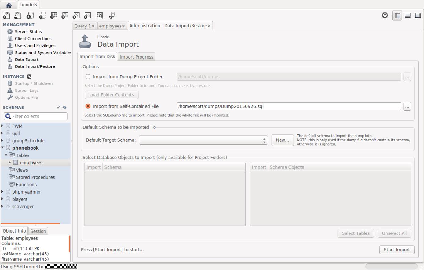Import options Import options
