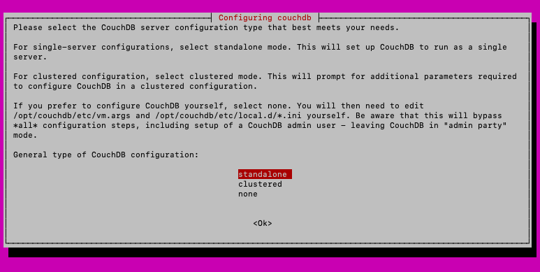 CouchDB configuration type selection CouchDB configuration type selection