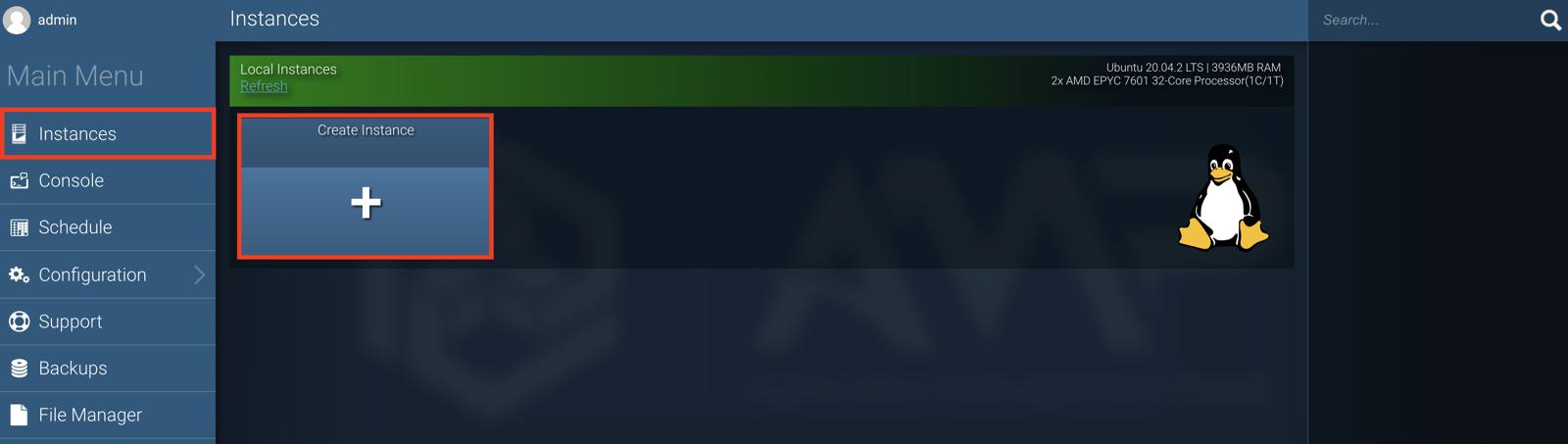 New AMP Instance New AMP Instance