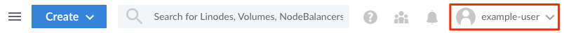 The username dropdown link on the Cloud Manager The username dropdown link on the Cloud Manager