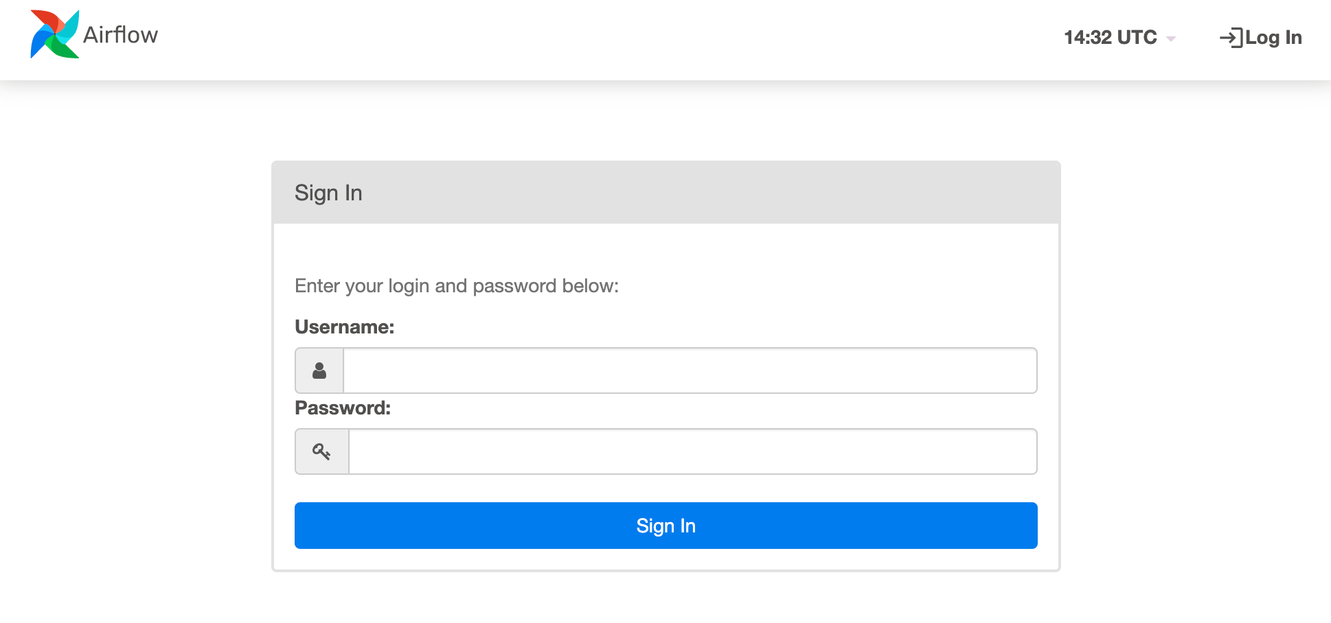 Screenshot of the Airflow login prompt Screenshot of the Airflow login prompt