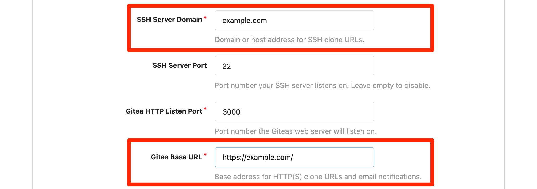 Gitea general settings Gitea general settings.