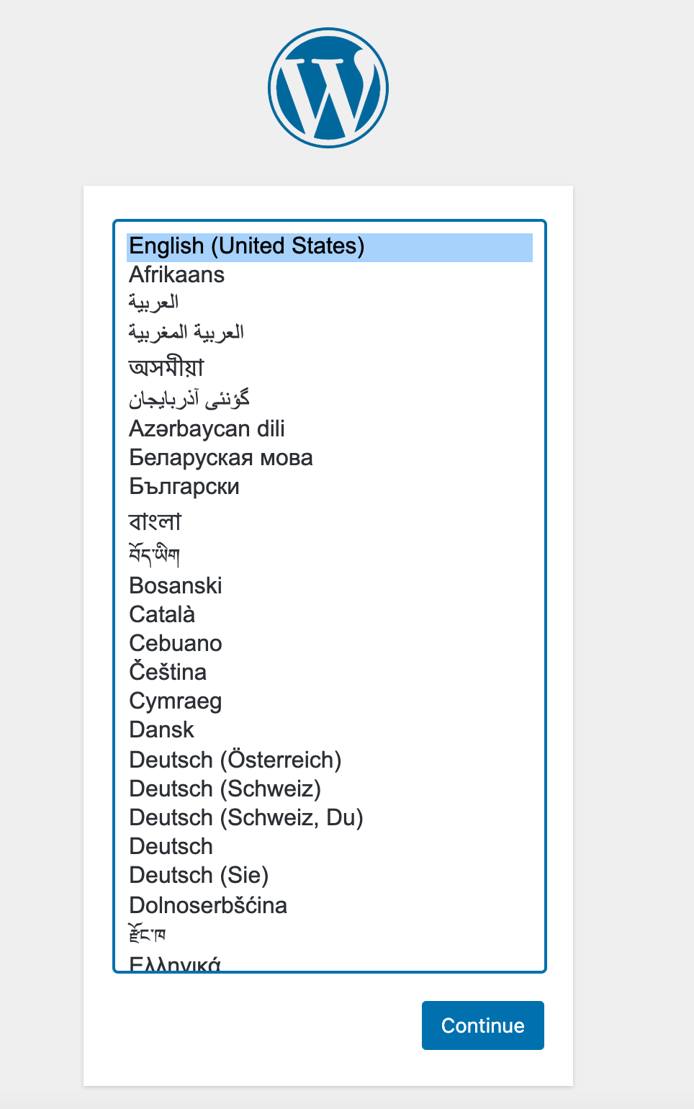 WordPress language selection WordPress language settings